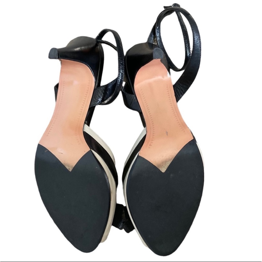 Alfani Black and White Leather Peep-Toe Heels with Slingback Strap - Picture 7 of 9